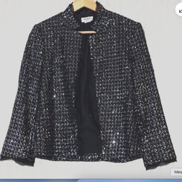 Zadig & Voltaire deluxe Black and Silver Textured Blazer sequins women size S - Picture 1 of 17